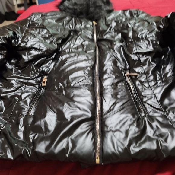 AOX WOMEN WINTER FAUX FUR HOODED DOWN JACKET WARM THICKEN COAT SLIM BLACK WITH R - Picture 4 of 10